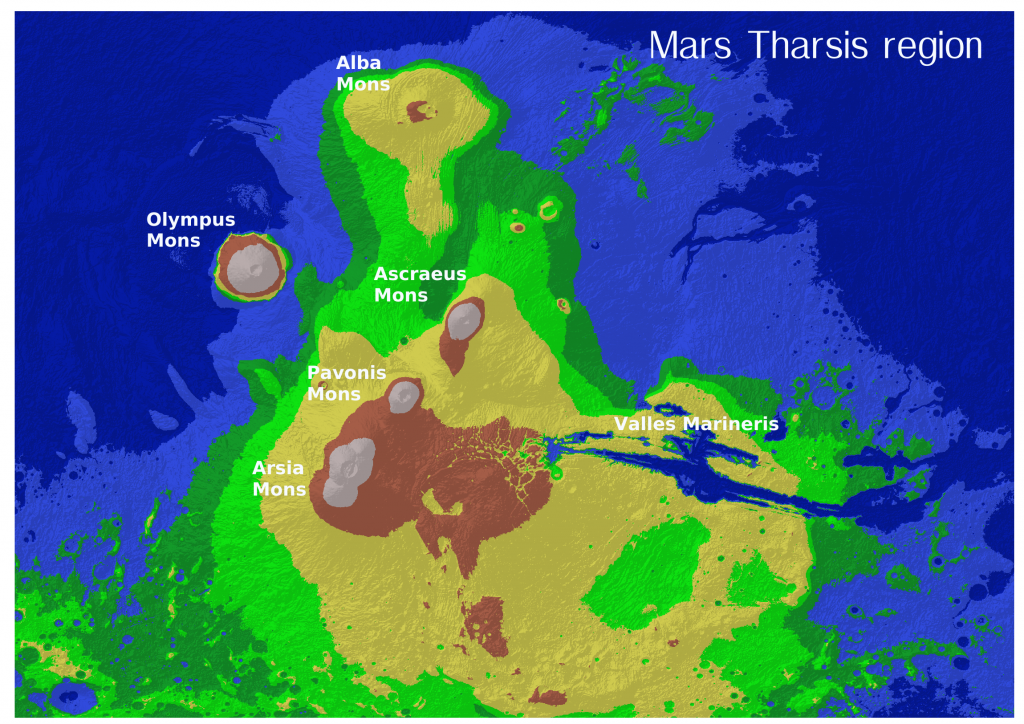 A map from Mars, Tharsis region.