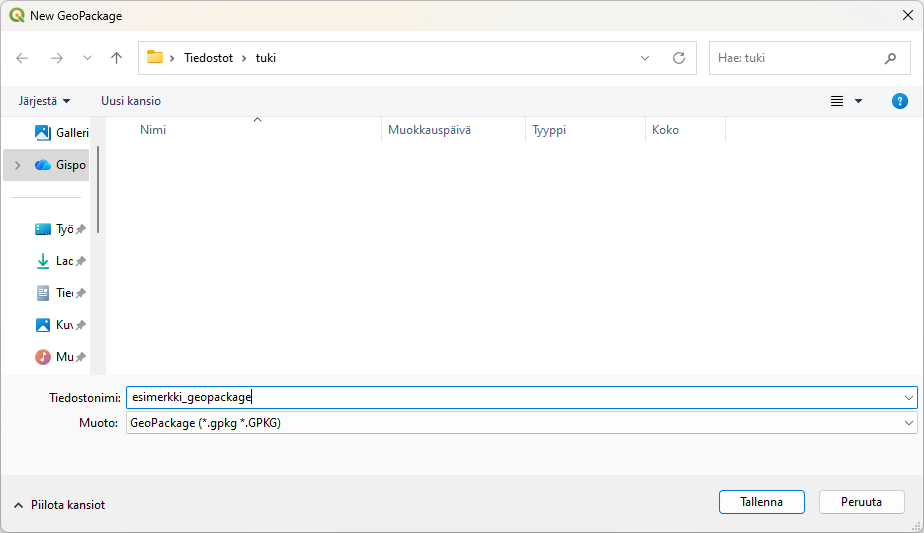 Gispo • GeoPackage – paketti johon voi tallentaa aineiston ja projektin geopackage
