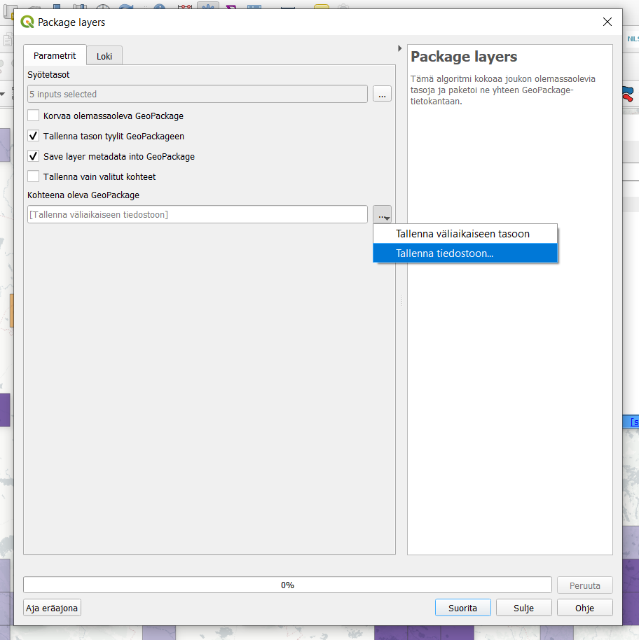 Gispo • GeoPackage – paketti johon voi tallentaa aineiston ja projektin geopackage