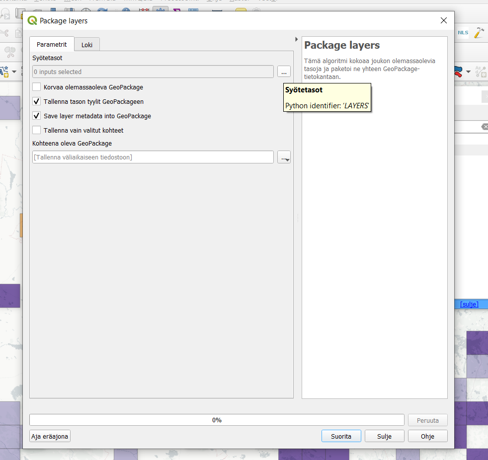 Gispo • GeoPackage – paketti johon voi tallentaa aineiston ja projektin geopackage