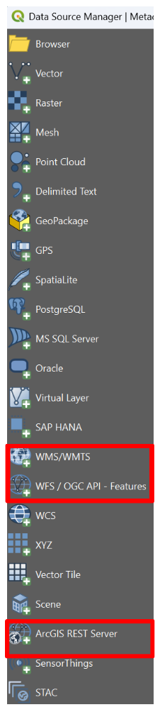 QGIS Data Source Manager Sidebar