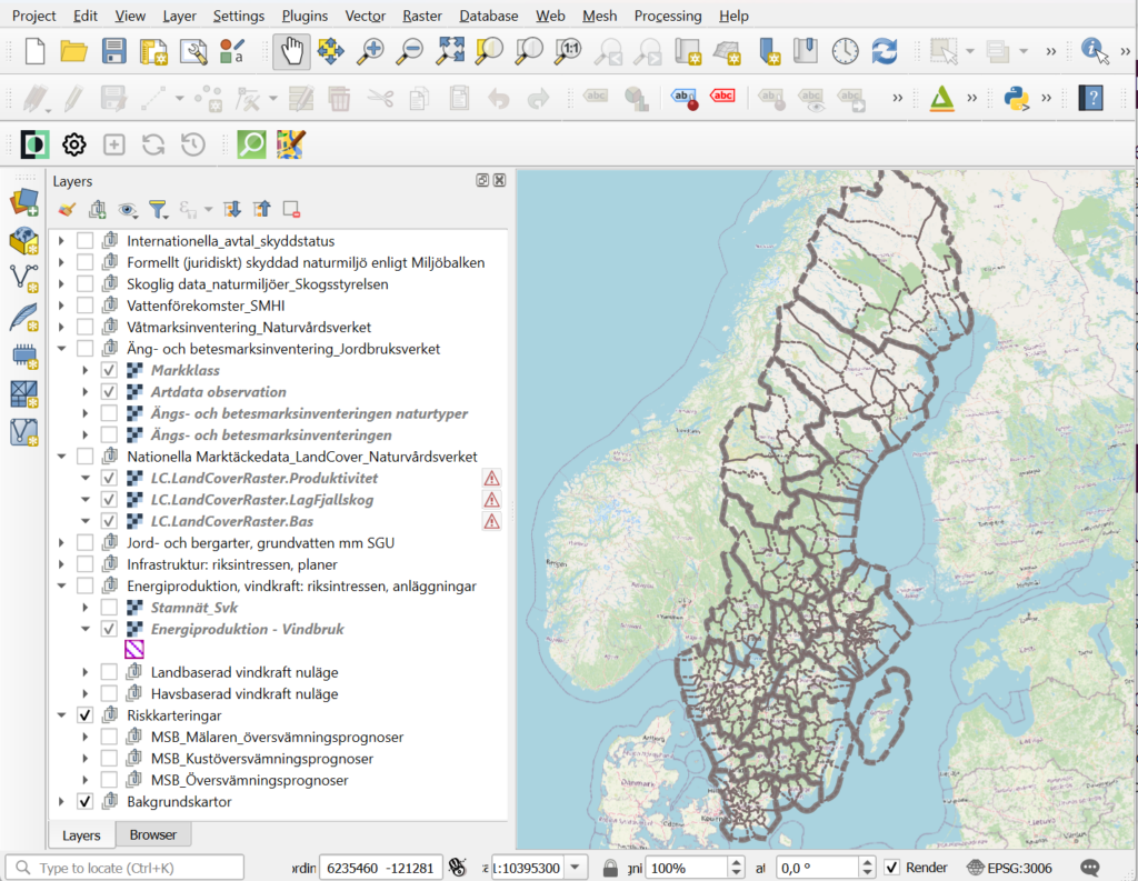 Gispo • Lista över öppna geodatatjänster i Sverige geodatatjänster